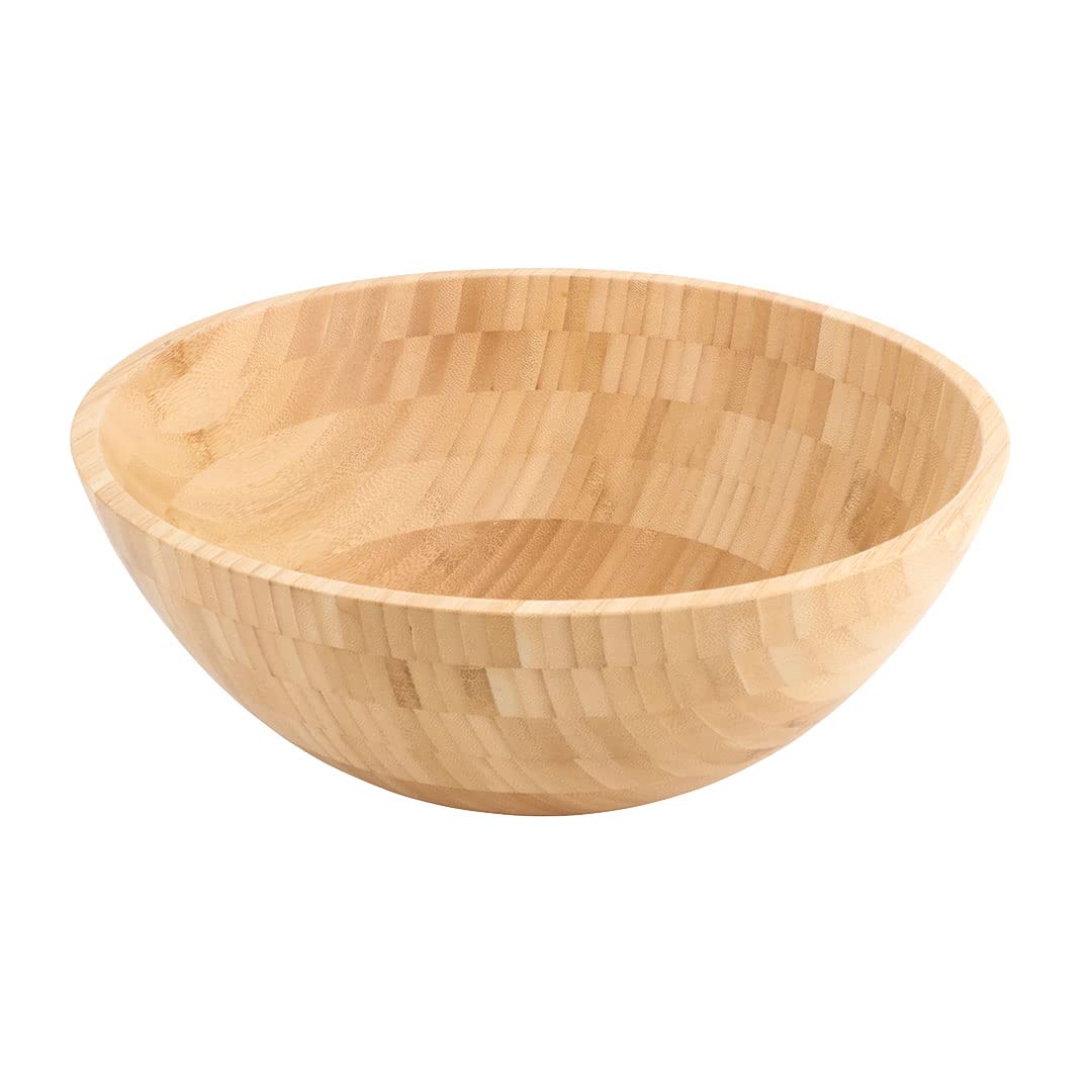 GREENBOXBamboo Bowl Round Diameter 30 cm for Cold and Hot Food I Soup Bowl I Sustainable Serveware Pasta Bowl I Stylish Fruit Bowl I Party Tableware I Salad Bowl Large XXL 3.9 L