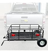 MaxxHaul Hitch N Roll Detachable Cargo Carrier Quick Detachable Basket Cart with 10" Flat Free Ti...