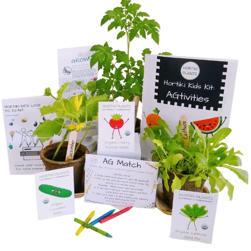 Hortiki Plants Kids Organic Garden Kit - Kids Plant Growing Kit - Kids Gardening Set - Science Kit for Kids