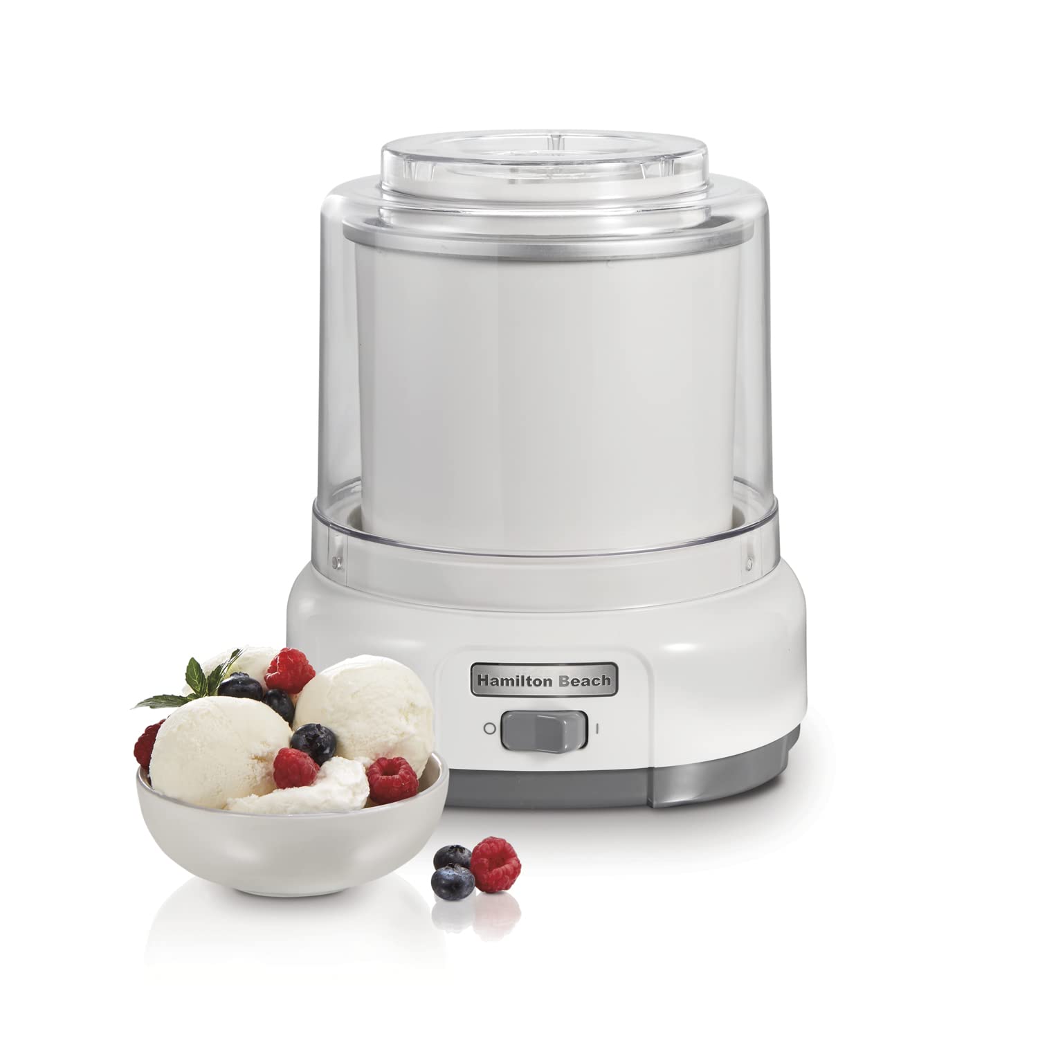 Hamilton Beach Electric Automatic Ice Cream Maker, Frozen Yogurt, Sorbet, Custard 1.5 Quart, White (68880)