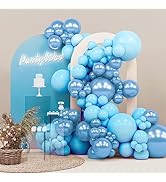 PartyWoo Light Blue Balloons, 140 pcs Light Blue and Metallic Blue Balloons Different Sizes Pack ...