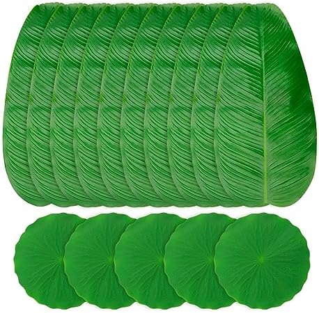 UOIENRT 15Pcs Artificial Banana Leaves, Artificial Tropical Leaves for Hawaiian Adventure Theme Party, Wedding, Home Kitchen, Table Decoration