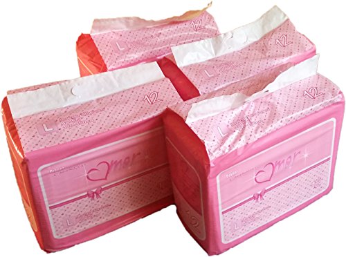 48 Diapers - DC Amor - Medium/Large - All Pink Theme! Plastic-Backed Adult Baby (Medium)