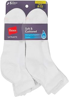 Hanes Women's Ultimate Comfort Toe Seamed Ankle Socks Pack Of 6