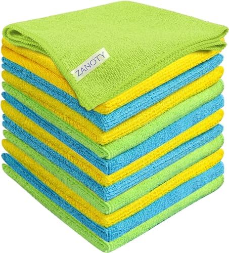 Just QT [Pack of 24] Microfiber Cleaning Cloth - Smart Kitchen Cleaning Towels – Cleaning Supplies - Ultra Soft Cleaning Wipes for House - Microfiber Cloths - Large Cleaning Rags 12.6x12.6 Inch