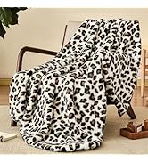 PHF Leopard Print Sherpa Fleece Throw Blanket for Teens Kids, Thick and Warm Reversible Blanket f...