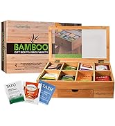 Premium 80 Tea Bag Assortment Gift Box Set By Homeries- Bamboo Tea Bag Organizer Box With 30+ Dif...