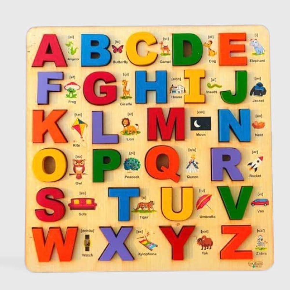 a-Tree Wooden Capital Alphabet (ABC) Toy with Pictures - Multi ...