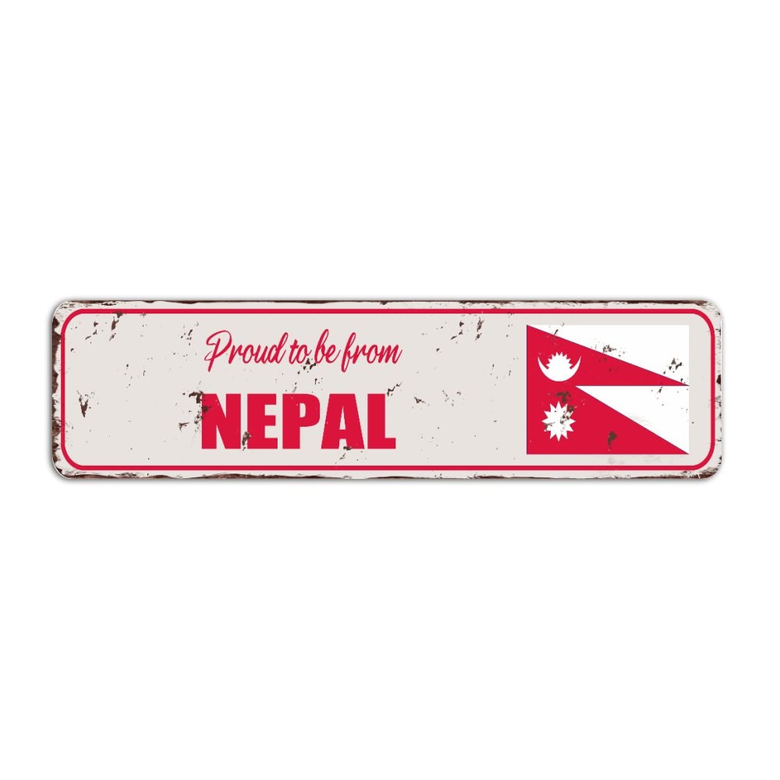 Rimego Nepal Pride Street Sign, Nepal Gift Sign, Proud to Be from Nepal Vintage Country Souvenir for Country Road Wall Decor 8 x 30 CM