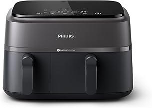 Philips Dual Basket Air Fryer - Healthy, Fast, and Versatile Cooking, 9L Capacity, Touchscreen, 2-Drawer Design (NA350/00)