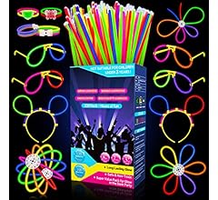 Millegu Bracelets Fluorescents Lumineux, 230 Party Pack 100 Bâtons Fluo & 130 Connecteurs Faire des Lunettes Colliers Balle…