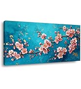 GAFSING Flowers Canvas Wall Art Blue Floral Paintings Waterproof Canvas Prints Canvas Artwork Lan...