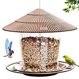 Hanizi Hanging Bird Feeder Squirrel Proof for Outdoor Wild Bird Seed, Brown