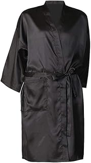 mollensiuer 1 Piece Black Salon Robes Smock for Clients Hair Salon Client Gown Cape Hair Cutting Smock for Clients Kimono ...