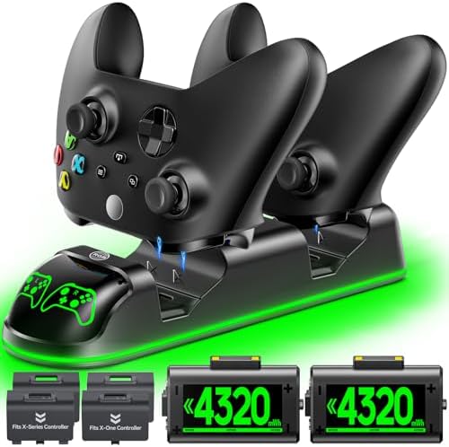 OIVO XSX Controller Charger Station with 2 Packs Rechargeable Battery Packs for Xbox Series X/S/One/Elite/Core Controller, Xbox Charging Dock, Charge Kit, Charger Station for Xbox Controller