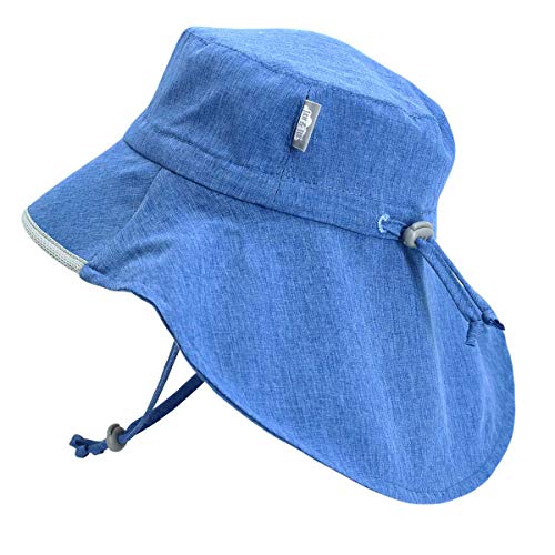 JAN & JUL Wide Brim Unisex Sun-Hat for Kids Water-Repellent (XL: 6-12 Years, Blue)