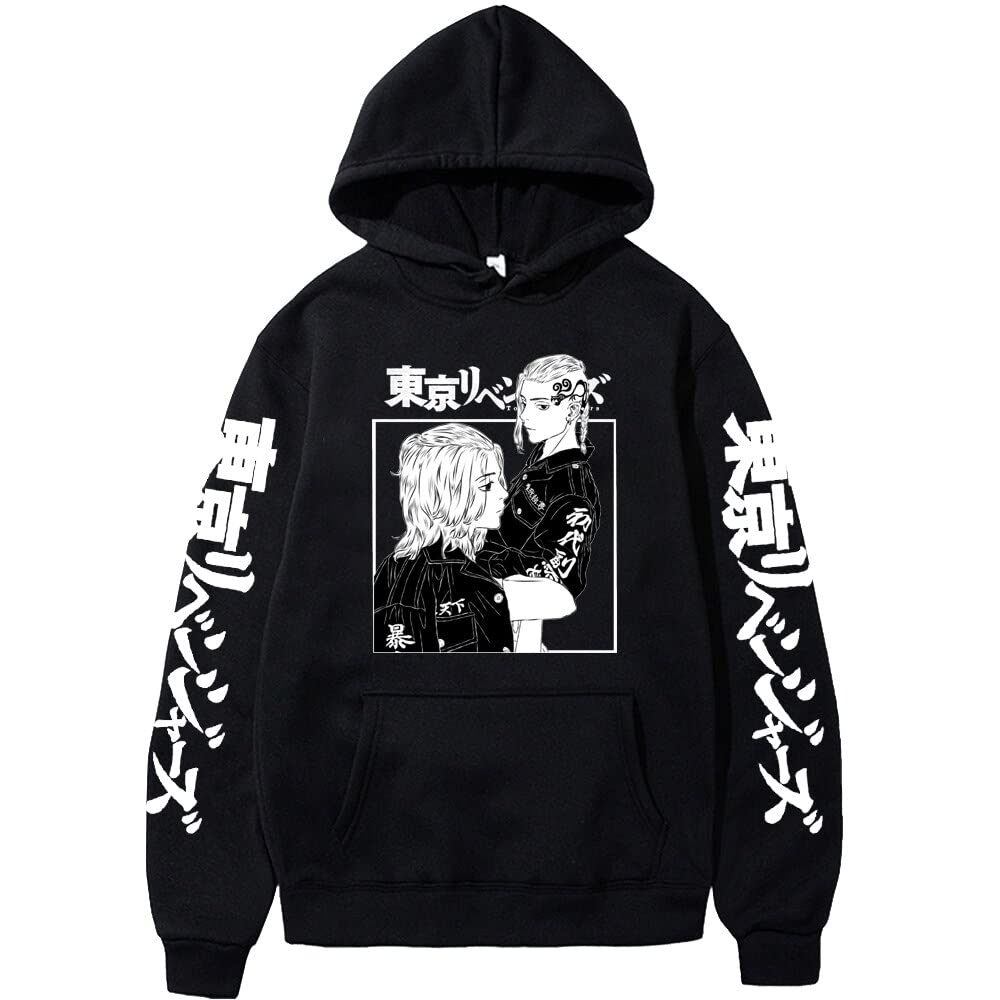 Tokyo Revengers Hoodie Anime Manjiro Sano Mikey Graphic Hoodie Men's Sportswear Cosplay Sweatshirt Pullover (Black2,L)