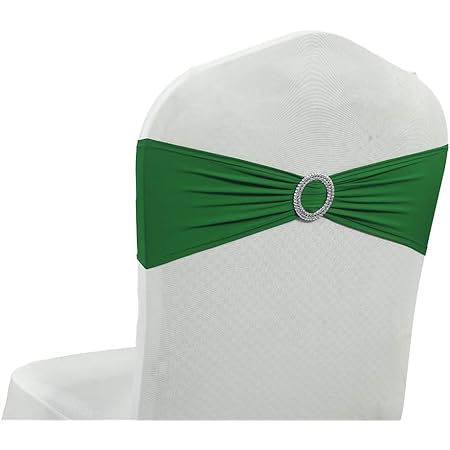 Amazon.com: Peomeise 100pcs Emerald Spandex Chair Sashes with Buckle ...