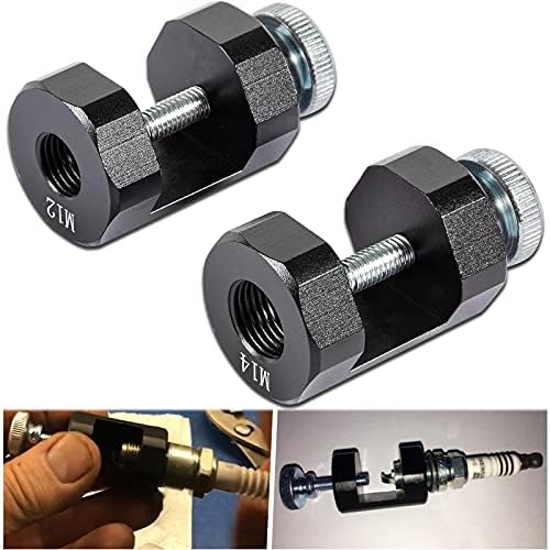 12mm & 14mm Engine Spark Plug Caliper - Matte Black Universal Precision Car Spark Plug Gap Tool, Billet Aluminum Spark Plug Caliper Threaded Spark Plugs Gapper Gapping Kit