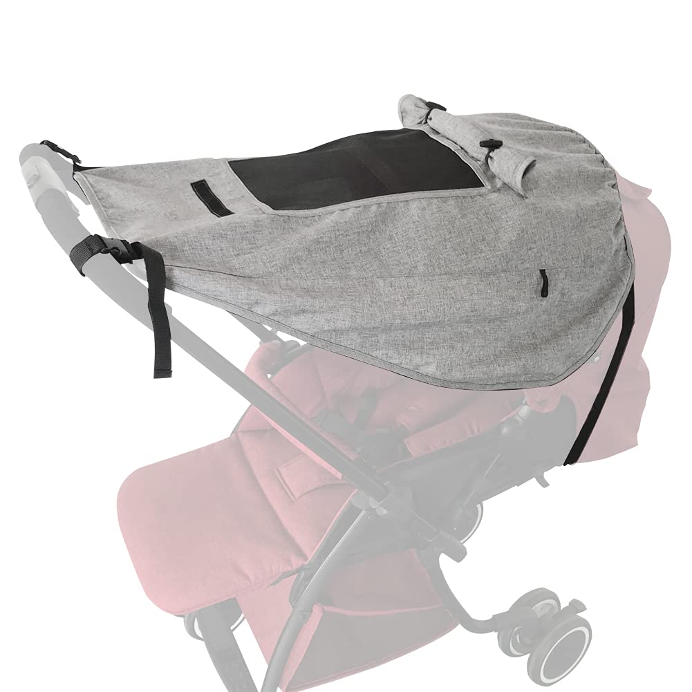 Pram Sunshade Sun Cover, Sun Shade Stroller for Baby, Universal Waterproof Stroller Sunshade Cover Anti-UV with Viewing Window for Stroller(Grey)