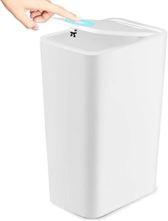 Anzoymx Bathroom Trash Cans with Lids 2.6 Gallon Kitchen Garbage Can with Pop Up Lid, Small Narrow Waste Basket Dog Proof ...