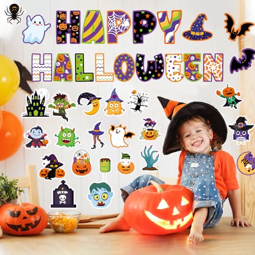 Halloween Bulletin Board Decoration Halloween Classroom Cutouts Paper Prank Pumpkin Owl Bat Ghost Spider Castle Decoration for Holiday Classrooms Party Decoration Supplies