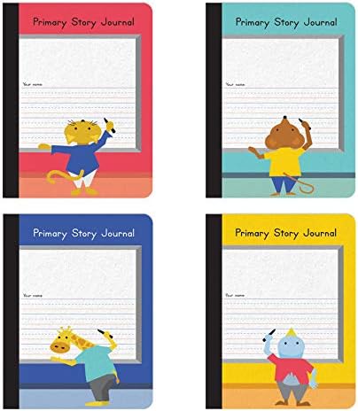 Oxford Primary Composition Notebooks, Kids Handwriting & Drawing Story Journal, Pre-K, Grades K-2, 100 Sheets/200 Pages, 9 3/4 x 7 1/2, (63784) (Pack of 4)