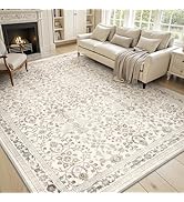 MontVoo-Vintage Area Rugs 8X10 Beige Rugs for Living Room-Soft Distressed Printed Rugs for Bedroo...