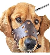 BARKLESS Dog Muzzle Leather, Comfort Secure Anti-Barking Leather Dog Muzzle for Small Medium Larg...