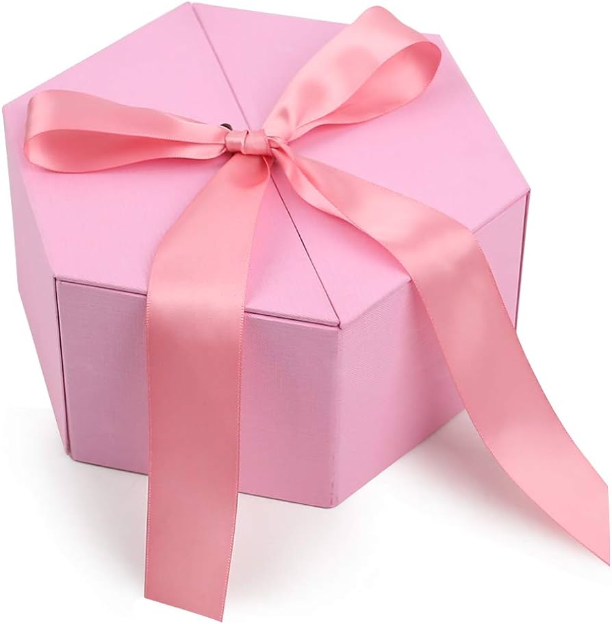 JOHOUSE Large Gift Box, 8 inches Pink Gift Boxes with Lids for ...