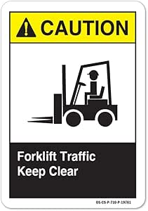 ANSI Caution Sign - Forklift Traffic Keep Clear | 10 Pack of Decals ...