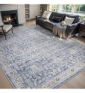 MontVoo-Vintage Area Rug 5X7 Blue Rugs for Living Room-Soft Distressed Printed Rugs for Bedroom-N...