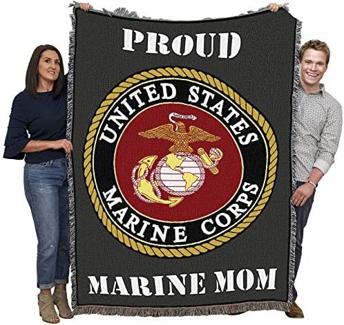 Pure Country Weavers US Marine Corps - Proud Mom Emblem Blanket - Gift Military Tapestry Throw Woven from Cotton - Made in The USA (72x54)