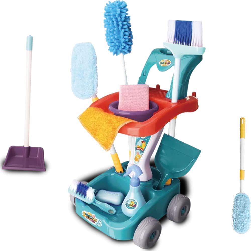 GenericKids Cleaning Play Set 22 pcs broom with cart, brooms, and mop