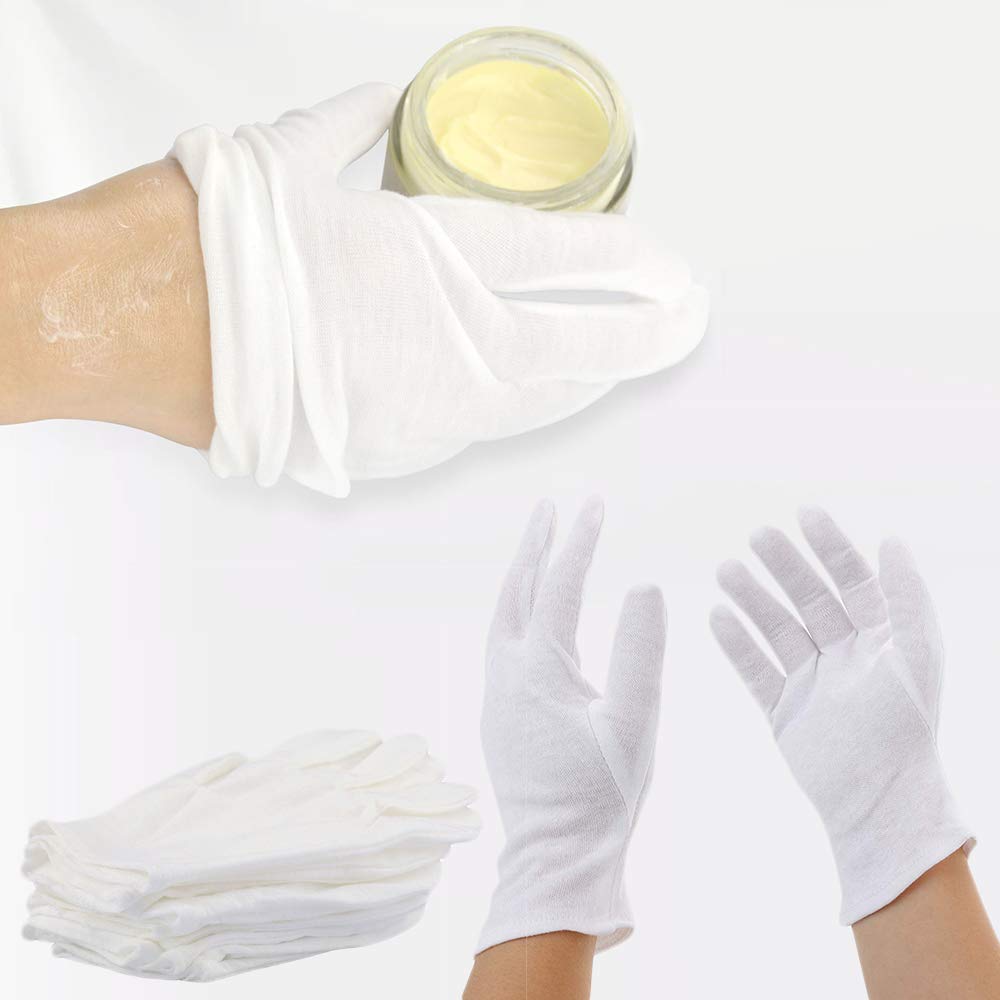 Day/Night Tanness Cotton Moisturising Gloves Hands Skincare for Dry, Aging, Cracked Hands, One Size - 6 Pairs