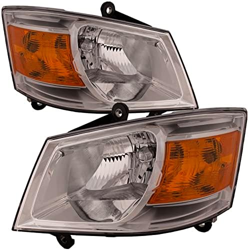 HEADLIGHTSDEPOT Headlight Set Compatible With 08-10 Dodge Grand Caravan Halogen Driver And Passenger Side