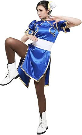 miccostumes Women&#39;s Game Costume Fighter Cosplay Cheongsam with Waistband and Headdress