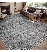 MontVoo-Vintage Area Rug 5X7 Grey Rugs for Living Room-Soft Distressed Printed Rugs for Bedroom-N...