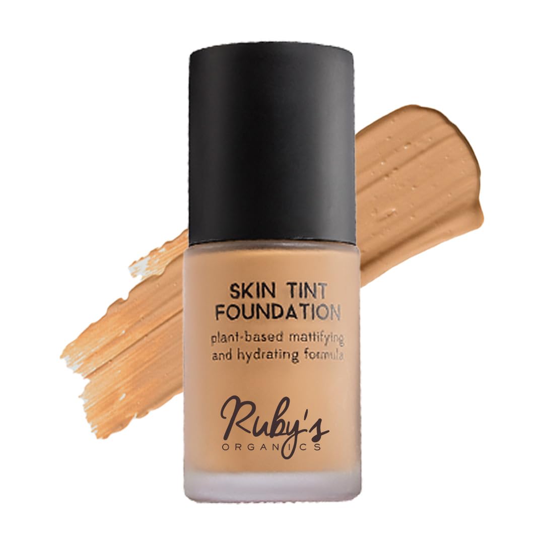 Ruby's Organics Skin Tint Mattifying Liquid Foundation | Medium Coverage, Matte Finish, Breathable | Natural Organic Makeup, For Sensitive Skin | Shade M 02, 30ml