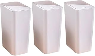 3 Pack Small Trash Can with Lid, 9 Liters Plastic Trash Can Wastebasket with Press Type Lid, Garbage Container Bin for Hom...