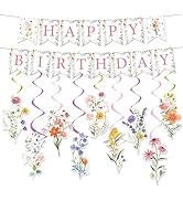 Rngmsi Flower Birthday Decorations for Girls - 11PCS Girls Birthday Party Decorations Wildflower ...