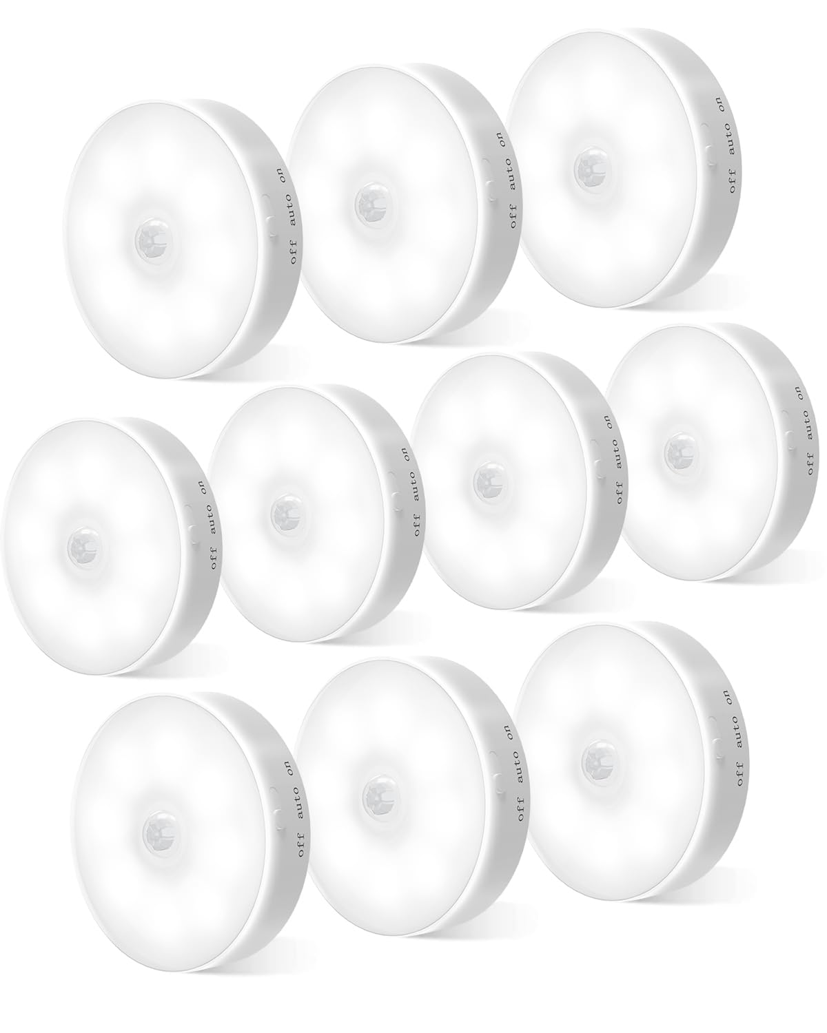 KALAHOLMotion Sensor Lights Indoor, 10 Pack Cupboard Lights, Stair Lights Night Lights, 3 Modes USB Charging Wall Lights, Magnetic Sensor Lights Indoors for Kitchen Stair Closet Under Cabinet