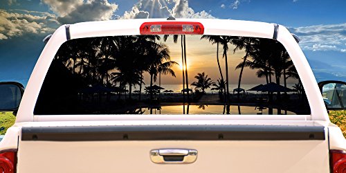 SignMission Island Sunrise Rear Window Graphic Truck View Thru Vinyl Decal Back, 22