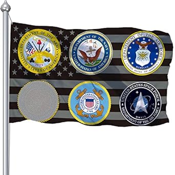 Military Flags All Branches 3x5 Outdoor, Military Branch Appreciation Support Flag 3*5 Ft, Black American Force Flag Outdoors, Double Printed Armed Forces Flags US Military Banner With UV Fade Proof