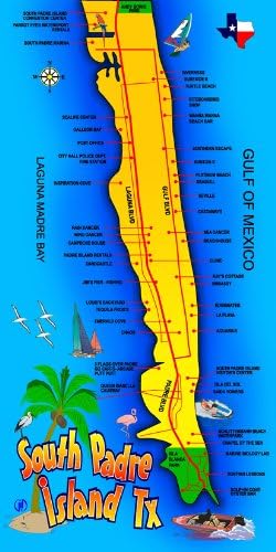 Sur isla del Padre TX mapa – Toalla de playa 30 x 60 : : Hogar y  cocina