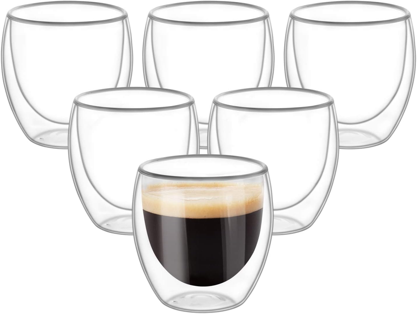 Golden bird Heat Resistant Double Wall Glass Coffee Mugs Clear Insulated Coffee Glass, Cappuccino Cups, Latte Cups, Beverage Glasses (250 Ml Tumbler, 2)