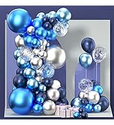 PartyWoo Blue and Silver Balloon Garland, 100 pcs Balloons Different Sizes Pack of 18 Inch 12 Inc...