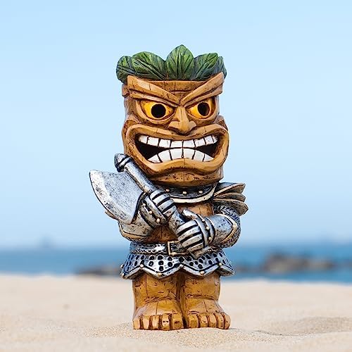 EPTUEGA Solar Tiki Statue-Outdoor Statues Tiki - Tiki Statue-Tiki Bar Decor-Tiki Decorations Outdoor Patio Tiki Decor for Tiki Bar, Patio, Balcony, Yard, Backyard,Lawn Ornament,4.29" x 5.59" x 9.76"