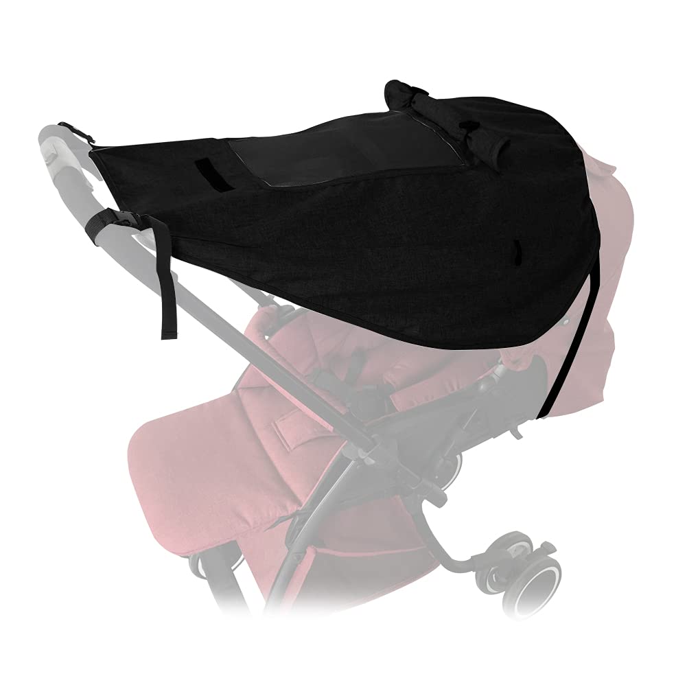 Pram Sunshade Sun Cover, Sun Shade Stroller for Baby, Universal Waterproof Stroller Sunshade Cover Anti-UV with Viewing Window for Stroller(Black)