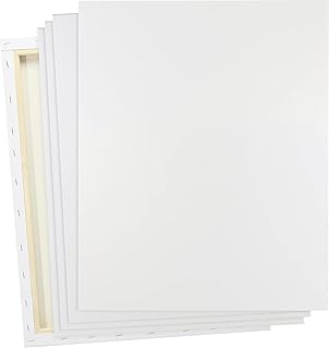 Large Pre Stretched Canvas for Painting 18x24 Pack of 5 Stretched Canvases for Painting Four fold Acrylic Titanium Priming...